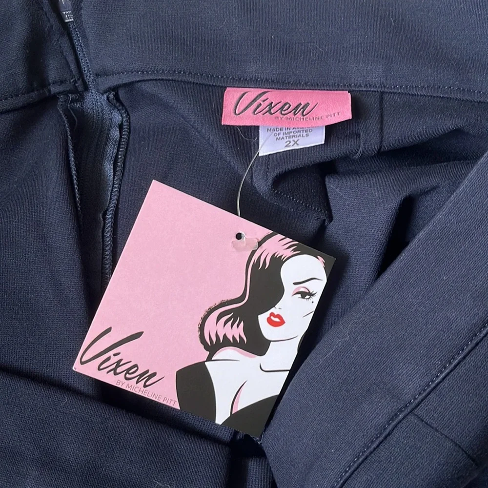 Vixen by Micheline Pitt Navy ponte cigarette pants 2X - Picture 5 of 7